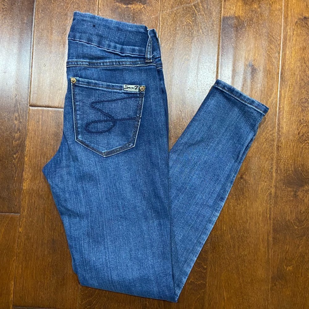 Seven7 Tummyless Stretch Skinny Denim Blue Jeans Womens Size 26 - Picture 2 of 8